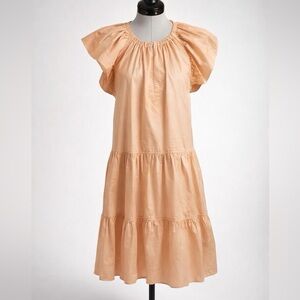 A.L.C. Cotton Midi, Ruffle Cap Sleeves, Peachy tan, sz6, EUC